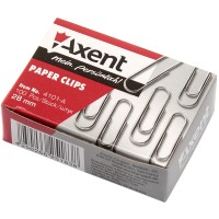 Скрепки 28мм Axent круглые никелированные 100 шт (20) (240) 4101