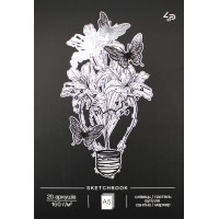 Скетчбук 20арк. А5 б/лін. "Dreams sketchbook" лілії з метел. №76620/Profiplan/ чорн. арк.