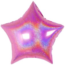 Набір кульок повітр. фольг. "Зірка голограма" рожева 18"/45см 5шт №832666/Pelican/(1)(5)